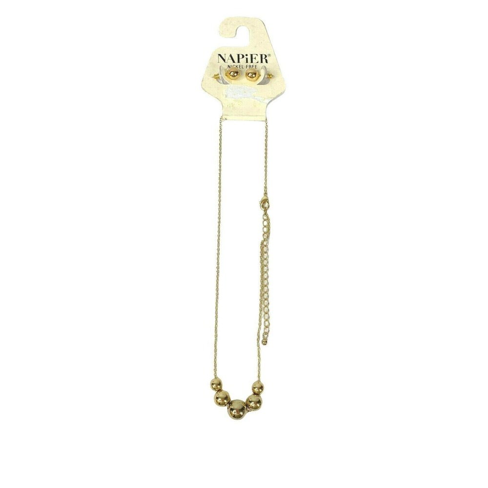 Napier Gold Tone Necklace Earrings Set Jewelry‎